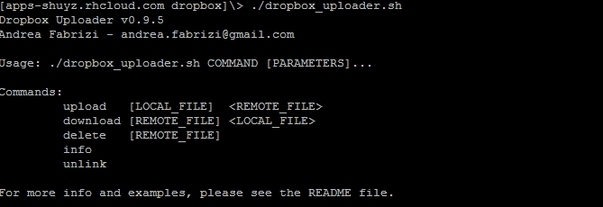 dropbox uploader usage