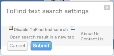ToFind search settings